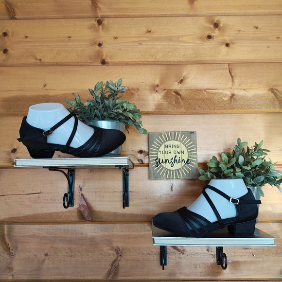 HXYOO Black Ballroom Dance Shoes Social Beginner Salsa Latin Closed Toe Size 6.5 - Picture 2 of 11